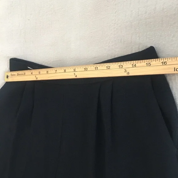 St John Basics Santana Knit Pleated Pants Size 12 Black Wool Blend Designer - Picture 9 of 13